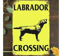 Targa in metallo vintage 20,3 x 30,5 cm, decorazione artistica da parete con Labrador Crossing, Be Ware Of Dog On Premises, No Trespassing, per casa, soggiorno, camera da letto, giardino, garage, bar,