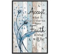 Targa in metallo vintage, accetta ciò che è, lascia andare ciò che era, abbi fede in ciò che sarà, tarassaco e libellula, poster retrò, arte murale, targa da parete rustica per la casa, 8x12 pollici