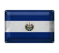 Targa in metallo vintage | Bandiera di El Salvador | Decorazione | 40 cm x 30 cm