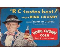 Targa in metallo vintage Bing Crosby per RC Cola divertente decorazione da parete in stile retrò 20,3 x 30,5 cm