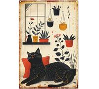 Targa In Metallo Vintage Cat Theme Wall Art Print Cartelli In Latta Stile Divertente Metal Tin Signs Per Club Bagno Man Cave S