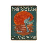Targa in metallo vintage che sogna l'oceano a tarda notte e brama la selvaggia aria salata ferro pittura casa cucina garage uomo grotta decorazione della parete targa arte poster regalo divertente