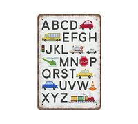 Targa in metallo vintage con alfabeto per auto, arredamento per bambini, guida, traffico, automobile, cartello stradale, divertente arte retrò da parete per cucina, bagno, decorazioni per la casa, reg