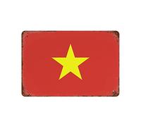 Targa in metallo vintage con bandiera nazionale del Vietnam, cartello in metallo, targa in metallo, per caffè, bar, pub, birra, club, decorazione per la casa, 30,5 x 20,3 cm