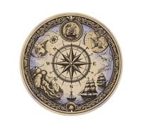 Targa in metallo vintage con bussola nautica e mappa del mondo Starlight