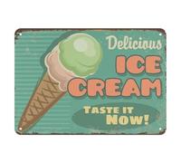 Targa in metallo vintage con gelato delizioso, con scritta "Taste It Now", poster vintage in metallo, per casa, cucina, bar, pasticceria, gelateria, decorazione da parete, decorazione da parete per