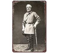 Targa in metallo vintage con il generale Robert E Lee, con storia americana, decorazione artistica da parete per casa, bar, pub, club, ufficio, soggiorno, grotta degli uomini, 30,5 x 20,3 cm (A184)