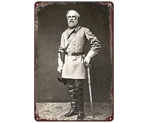Targa in metallo vintage con il generale Robert E Lee, con storia americana, decorazione artistica da parete per casa, bar, pub, club, ufficio, soggiorno, grotta degli uomini, 30,5 x 20,3 cm (A184)