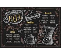 Targa in metallo vintage con menù caffè e caffè, decorazione da parete, 14 x 20,3 cm, per camera da letto