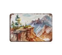 Targa in metallo vintage con motivo panoramico del Grand Canyon, decorazione artistica da parete per pub, club, caffetterie, bar, decorazione artistica da parete in stile retrò, 20 x 30 cm