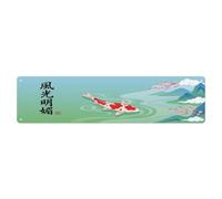 Targa in metallo vintage con pesce koi giapponese e splendore, decorazione da parete per caffè, club, bar, ufficio, giardino, 10 x 40 cm
