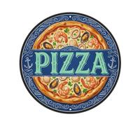 Targa in metallo vintage con pizza e frutti di mare, formaggio e prezzemolo, decorazione da parete per caffè, club, bar, ufficio, giardino, 20 x 20 cm
