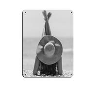 Targa in metallo vintage con ragazza sulla spiaggia, decorazione artistica da parete per pub, club, caffetterie, bar, casa, poster decorativo retrò 30 x 40 cm