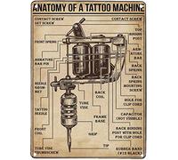 Targa in metallo vintage con scritta "Anatomy Of A Tattoo Machine Knowledge For Home Bar Club" Kitchen Cafe Man Cave Restaurant Metal Tin Sign 15,3 x 20,3 cm