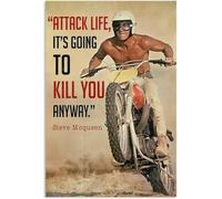 Targa in metallo vintage con scritta "Attack Life It's Going to Kill You Anyway", 15,2 x 20,3 cm
