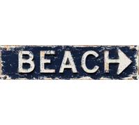 Targa in metallo vintage con scritta "Beach", per mare e spiaggia, 10,2 x 40,6 cm