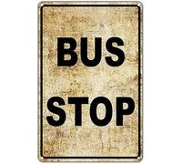 Targa in metallo vintage con scritta "Bus Stop No Car Parking Public Transportation", 20,3 x 30,5 cm