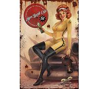 Targa in metallo vintage con scritta "Crawl Out Through The Fallout & Drink Pin Up", decorazione da parete divertente, 20,3 x 30,5 cm
