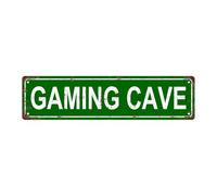 Targa in metallo vintage con scritta "GAMING CAVE Space", cartello stradale, decorazione per la casa, decorazione per la stanza, decorazione da parete, decorazione per bagno, bar, bar, garage, 40,6 x
