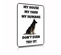 Targa in metallo vintage con scritta "German Shepherd My House My Humans", decorazione da parete per bagno, 20,3 x 30,5 cm (2442)
