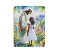 Targa in metallo vintage con scritta "Gesù con ragazza afroamericana nera", decorazione artistica da parete per pub, club, caffetteria, bar, decorazione artistica da parete per casa, 30 x 40 cm