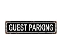 Targa in metallo vintage con scritta "Guest Parking", cartello stradale, decorazione per la casa, decorazione per la stanza, decorazione da parete, decorazione per bagno, bar, bar, garage, 40,6 x 10,2