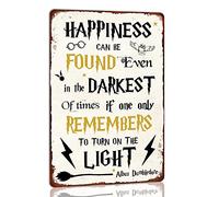 Targa in metallo vintage con scritta "Happiness can be found even in the darkest", per uomo, grotte, pub, camera da letto, ristoranti, decorazione da parete per amanti del tema mago, 20 x 30 cm