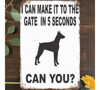 Targa in metallo vintage con scritta "I can make it to the gate in 5 Seconds Can You Security Bad Dog", decorazione artistica da parete per casa, soggiorno, bar, 20,3 x 30,5 cm