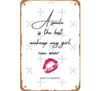 Targa in metallo vintage con scritta in inglese "A Smile Is The Best Makeup Any Girl Can Wear", 30,5 x 20,3 cm