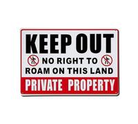 Targa in metallo vintage con scritta in inglese "Keep Out No Right to Roam", decorazione da parete, 20 x 30 cm