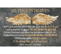 Targa in metallo vintage con scritta in inglese "my piece in heaven I didn't give you the gift of life gave me the love of you I 'll always have you in my heart angel wings Home Wall Decor 20,3 x 30,5