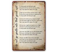 Targa in metallo vintage con scritta in lingua inglese "Do Not Go Gentle Into That Good Night" (lingua italiana non garantita), decorazione da parete per casa, cucina, garage, grotta, 20 x 30 cm