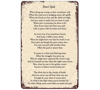 Targa in metallo vintage con scritta in lingua inglese "Don't Quit Inspirational", decorazione artistica da parete per casa, cucina, bar, club, pub, ristorante, 30,5 x 20,3 cm
