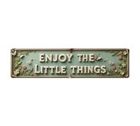 Targa in metallo vintage con scritta in lingua inglese "Enjoy Little Things", decorazione artistica da parete in metallo, 10 x 40 cm