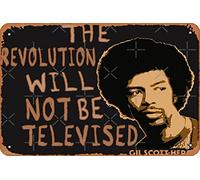 Targa in metallo vintage con scritta in lingua inglese "Gil Scott-Heron - The Revolution Will Not Be Televised", 20,3 x 30,5 cm