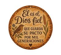 Targa in metallo vintage con scritta in lingua inglese "He Is The Faithful God Who Keeps His Round", per soggiorno, bar, casa, camera da letto, poster retrò in metallo, 20 x 20 cm