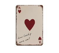 Targa in metallo vintage con scritta in lingua inglese "How Lucky We Are", decorazione artistica da parete in metallo, stile retrò, 20 x 30 cm