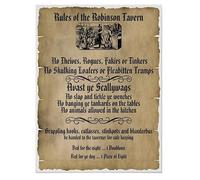 Targa in metallo vintage con scritta in lingua inglese "Pirate Rules of the Tavern", regalo per la festa del papà, festa di compleanno, BarTavernPubClub, decorazione da parete, 14 x 20 cm