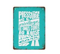 Targa in metallo vintage con scritta in lingua inglese "Pressure is a Privilege It Comes to Those Who Earn It for Home Kitchen Wall Bar Coffee Shop Decor Gift for Women Men Girls Boys 30,5 x 40,6 cm