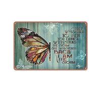 Targa in metallo vintage, con scritta in lingua inglese "They whispered to her you can't withstand the storm she whispered back I am the storm,Butterfly poster, Retro Style Farmhouse Restaurant Garage