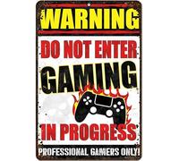 Targa in metallo vintage con scritta in lingua inglese "Warning Games in Progress", per esterni, 10,2 x 20,3 cm