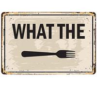 Targa in metallo vintage con scritta in lingua inglese "What the Fork", divertente poster decorativo da parete per casa, casa, casa, cucina, sala da pranzo, negozio, regalo divertente, 30,5 x 20,3 cm