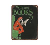 Targa in metallo vintage con scritta in lingua inglese "Why Not Books", decorazione artistica da parete per pub, club, caffetteria, bar, decorazione artistica da parete retrò, 30 x 40 cm