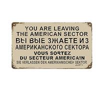 Targa in metallo vintage con scritta in lingua inglese "You are Leaving The American Sector", idea regalo per amici per gli amici negli Stati Uniti o per lasciare gli Stati Uniti, 20,3 x 30,5 cm