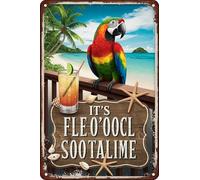 Targa in metallo vintage con scritta "It's Five O'Clock Somewhere", divertente accessorio da bar, decorazione per bar Tiki, tavola da surf, decorazione da parete, patio, regalo da uomo, 20 x 30 cm