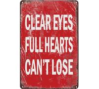 Targa in metallo vintage, con scritta motivazionale e motivazionale "Clear Eyes Full Hearts Can't Lose", per casa, soggiorno, camera da letto, ufficio, hotel, bar, pub, 30,5 x 20,3 cm