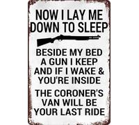 Targa in metallo vintage con scritta "No Trespassing Now I Lay Me Down to Sleep Beside My Bed A Gun I Keep", per casa, soggiorno, uomo, caverna, bar, garage, 20,3 x 30,5 cm