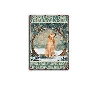 Targa in metallo vintage con scritta "Once Upon A Time There Was A Girl Who Really Loved Golden Retriever", decorazione per casa, cucina, ristorante, club, casa, 20,3 x 30,5 cm
