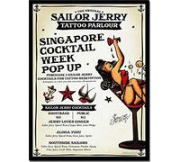 Targa in metallo vintage con scritta "Sailor Jerry Tattoo Parlour Outdoor" Home Bar Decoration Retro Vintage Metal Tin Sign 20,3 x 30,5 cm