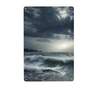 Targa in metallo vintage con scritta "Stormy Sea", decorazione artistica da parete, per garage, bar, patio, decorazione da parete, regalo per uomini e donne, 30,5 x 20,3 cm, per esterni e interni